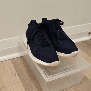 Navy Knit Lace-Up Sneakers